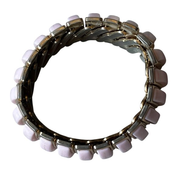 Lot Of Two Vintage Expandable Bracelet Cuffs: Trifari Pink & Gold/Black With Wri - Picture 5 of 16